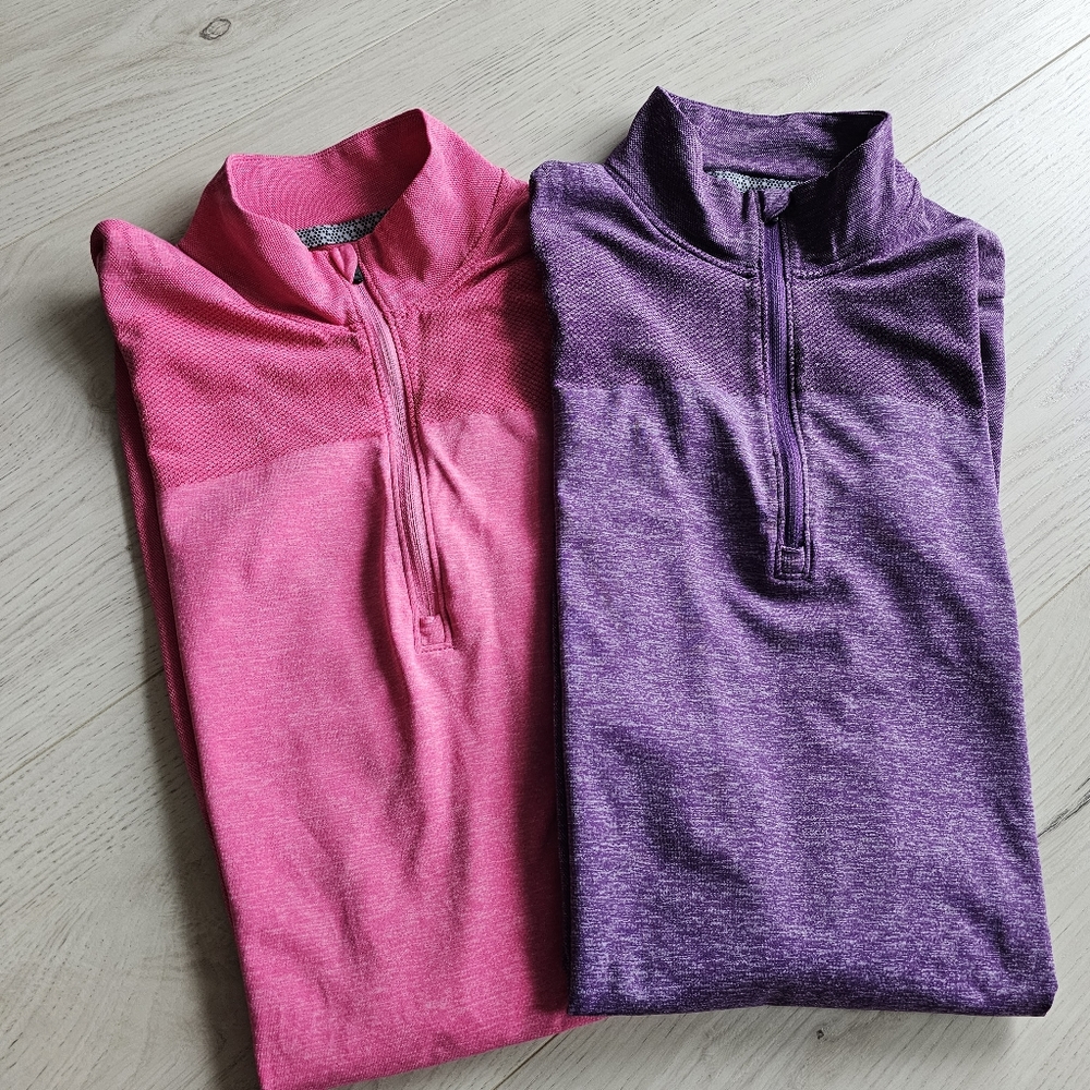 Puma Women's Dry Cell Quarter Zip Long Sleeve Shirts - size XS (purple and pink)